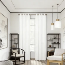 2 piezas.55.1IN*94.5IN(140cm*240cm) Cortinas de lino.Visillo semitranslúcido y transpirable.Diseño minimalista en blanco puro.Transmisión de luz natural con protección de la privacidad.La elección ideal para la decoración del hogar. - Blanco - Ver 1