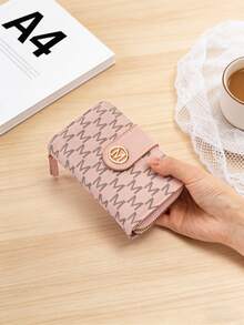 New Litchi Texture Letter Medium Wallet, Large Capacity Multi-Card Slots Short Wallet, Thick & Durable Handbag, Retro Coin Purse, Women Zipper Wallet, Multi-Layer Coin Pouch, Card Holder, Ladies Small Wallet - Multicolor - View 4