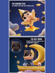 CRYBABY Crying To The Moon Caja Ciega, 12 Estilos Regulares + 1 Estilo Oculto, Tema de Luna y Espacio Soñador CRYBABY Coleccionable para Fans Caja Ciega, Figura de Estatua Linda Decoración de Escritorio Juguete Sorpresa Aleatoria Caja Ciega, Regalo para Fiesta de Navidad y Cumpleaños - Multicolor - Ver 6