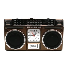 BOSSNEY radios,radios con panel solar,radio am fm portátil con bocinas de Bluetooth, radios de comunicación,con reloj,radio retro,reproducción de tarjetas USB TF, radio recargable solar/USB-C, altavoz doble,  radios transistores portátiles AM FM, radio Bluetooth,1200mAh - Marrón - Ver 4