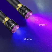 Alonefire Zoomable UV Flashlight 395nm/365nm USB Rechargeable - Nail Curing Mineral Currency Detector Pet Urine Scorpion Ringworm Invisible Ink Pen Fluorescent Light - Black - View 7