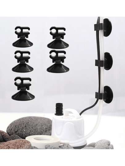 5pcs Fish Tank Oxygen Tube Fixing Clips, Aquarium Suction Cup Oxygen Tube & Power Cord Clips, Fish Tank Turtle Tank Filter Power Cord Organizer, Fish Tank Oxygen Tube & Power Cord Fixing Accessories