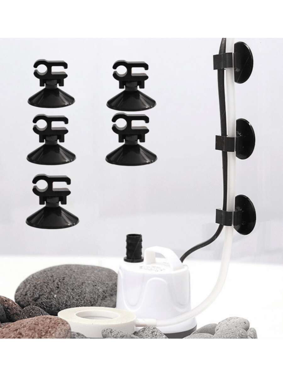 5 szt. klipsów mocujących do rurki tlenowej w akwarium, klipsów do rurki tlenowej i przewodu zasilającego z przyssawką do akwarium, klipsów organizujących przewód zasilający do filtra do akwarium/akwarium dla żółwi, akcesoriów mocujących przewód zasilający i przewód tlenowy w akwarium - Mocowanie akcesoriów akwariowych - Zobacz 1