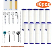 10个通用PP泡沫淋浴喷头过滤器，适用于硬水，吸附污垢，螺旋桨驱动