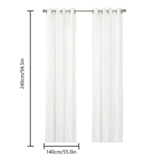 2 piezas.55.1IN*94.5IN(140cm*240cm) Cortinas de lino.Visillo semitranslúcido y transpirable.Diseño minimalista en blanco puro.Transmisión de luz natural con protección de la privacidad.La elección ideal para la decoración del hogar. - Blanco - Ver 3