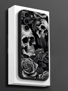 1pc Fashionable Skull Rose Soft Protective Phone Case, Compatible With Galaxy A04e/A05s/A13/A14/A15/A34/A35/A50/A52/A53/A54/S21/S22/S23/S24/S25/S25Ultra/S26/S26 PLUS/S26 ULTRA, Great Gift For Family, Friends, Loved Ones - Black - View 6