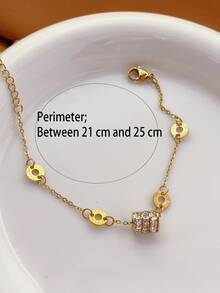 Conjunto de pulseiras de luxo em aço inoxidável banhado a ouro 18K (3 peças), pulseira com cristais cravejados e numerais romanos cruzados e pulseira delicada com numerais romanos. Conjunto de joias vintage elegante e versátil para mulheres, ideal para uso diário, presentes e festas. Uma ótima opção de presente de Natal. Também adequado para uso diário, festas, feriados, aniversários, casamentos, Dia dos Namorados e como presente de Dia das Mães. - Ouro - Ver 5