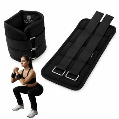 CARDIO BEAT Par de Polainas con Peso de 1 kg para Piernas y Brazos | Tobilleras y Muñequeras Ajustables para Ejercicio, Fitness y Rehabilitación