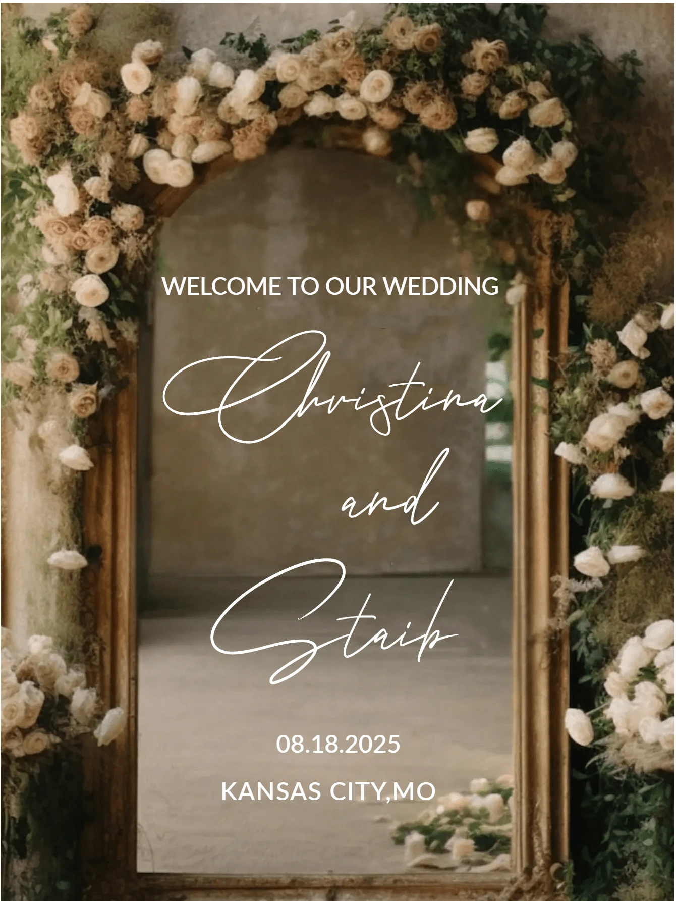 定制镜面贴纸婚礼装饰 - 欢迎来到我们的爱情故事婚礼指示牌镜面贴纸 - 可定制尺寸指示牌贴纸乙烯基转移胶带 - 婚礼指示牌装饰 DIY 婚礼贴纸 - 可定制姓名 - 适用于镜子、亚克力、多用途、装饰性、可重复使用、防霉、不锈钢