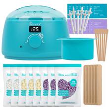 38件套数码脱毛蜡加热器套装，含8颗脱毛蜡豆、22种工具、脱毛前后清洁湿巾——适用于家庭面部、手臂、腿部、比基尼线和腋下脱毛 - 彩色 - 查看 12