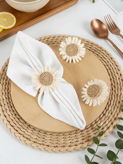 4-12 piezas/Set Anillos para servilletas con diseño de margarita, Portaservilletas para fiestas adecuados para bodas, cenas, restaurantes, reuniones en el hogar y ocasiones especiales