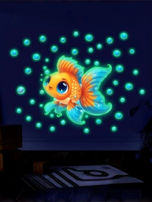 1set Glow-In-The-Dark Goldfish Bubble Wall Stickers, Cute Children's Room Wall Decor, Suitable For Kids Bedroom, Nursery, DIY Art Decals, Removable Vinyl Wallpaper, Home Decor, Spring Decoration - Multicolor - View 10