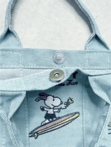 Denim Tote Bag - Surfing Theme, Denim Tote Bag - Featuring Surfing Design, Versatile And Fashionable, Suitable For Daily Use, Made Of Durable Denim And Exquisite Embroidery, An Ideal Choice For Women And Girls Daily Storage, Suitable For Daily Outings, School And Various Occasions. - Go Surfing - View 5