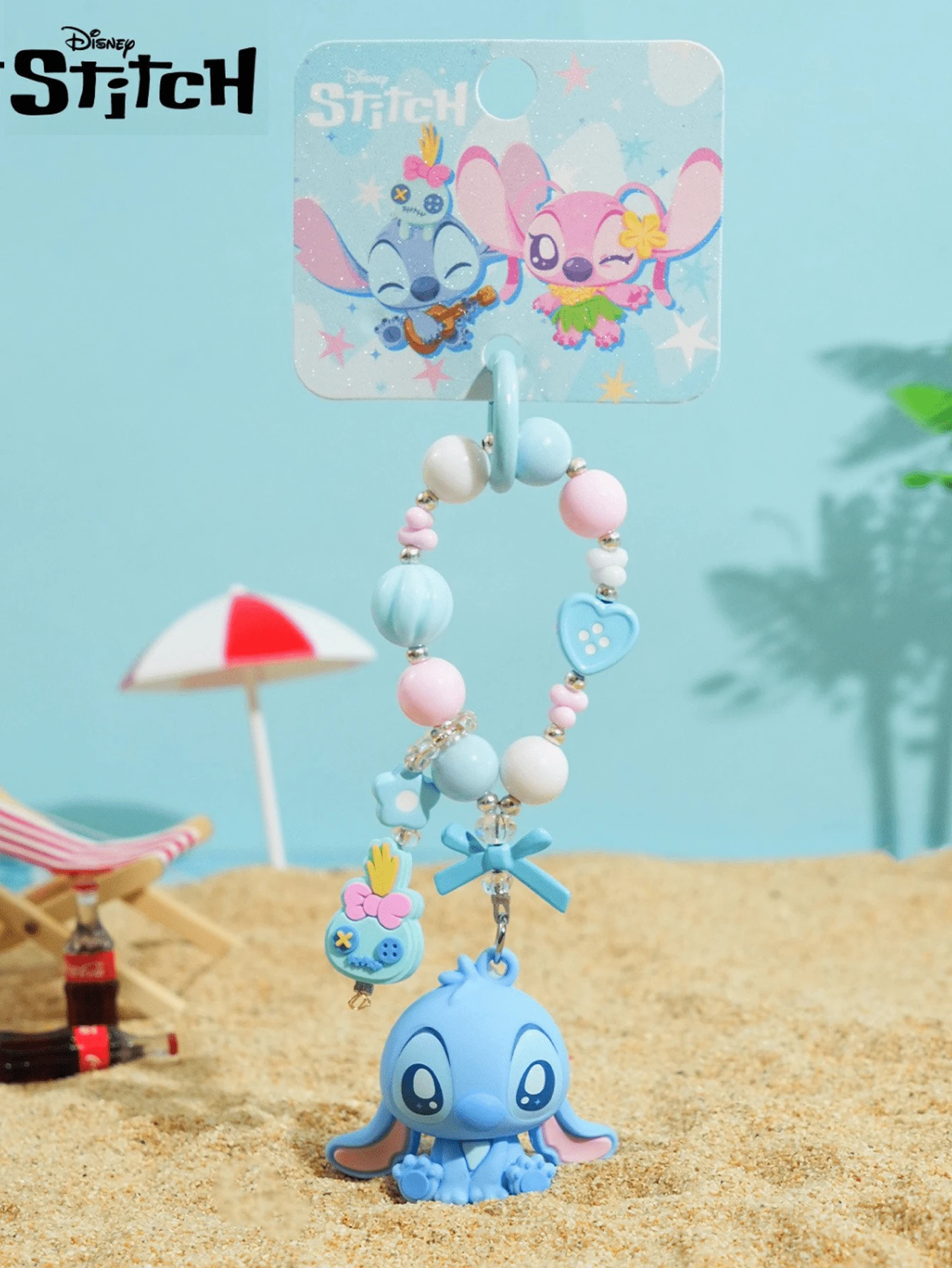 Blue Cute Beaded Monster Hanging Accessory, Adorable Kawaii-Inspired Design With Soft Blue Colorway And Bead Chain Detail, Playful Mini Charm With Sweet Expression, Decorative Bag Charm For Backpack, Handbag Or Keys, Lovely Collectible Accessory For Cute Aesthetic Lovers, Adds A Fresh And Cheerful Touch To Daily Outfits, Perfect Gift For Birthdays, Holidays, Valentine's Day & Sweet Moments - Cute Beaded Stitch - View 1