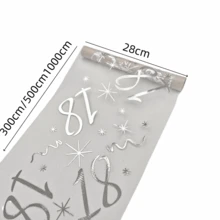 1pc 28cm*300cm/500cm/1000cm Silver Number Themed Table Runner, Suitable ...