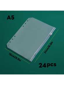 12pcs 6-Hole PVC Transparent Zipper Bags, A6, A5, A7 Sizes; A5, A6, A7 Notebook Storage Zipper Bags; Budget Book, Business Card Album, Loose-Leaf Bags, 12pcs/Set