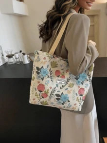 Túi đeo vai cỡ lớn, túi tote vải canvas thời trang mới, túi xách công sở. Lựa chọn quà tặng hoàn hảo cho Giáng sinh và Ngày Valentine. - Nhiều màu - Xem 5