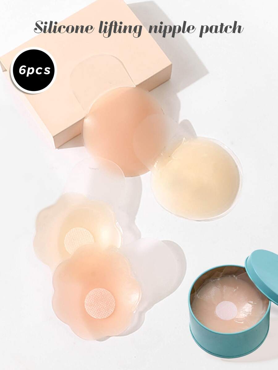6pcs Reusable Seamless Silicone Bra Accessories Set - Invisible Lift Tapes, Anti-Slip Pads, Solid Color Bra Clips, 100% Silicone, Hand Wash, Easy Clean, Fits All Cup Sizes - Multicolor - View 1