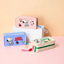 Miniso Túi đựng mỹ phẩm bằng silicon hình Stitch của Disney, thiết kế dung tích lớn, sử dụng tại nhà/ngoài trời, món quà sinh nhật hoàn hảo, chất liệu silicon (1 chiếc) - Hồng - Xem 6