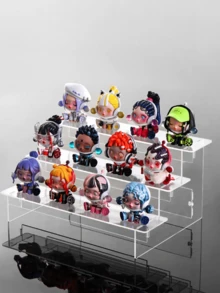 3-Tier Acrylic Display Shelf, Artistic Decorative Style, Transparent Storage & Organization Rack - Clear Acrylic Shelf, Suitable For Collectibles, Figurines, Jewelry, Cosmetics Etc., Multi-Compartment, Floor-Standing Design