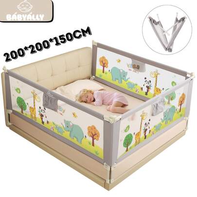 Maxwalk Bed Rails For Toddlers, Pack Of 3 Baby Guard Foldable Kids Bed Rails Guard Infants Safety Guardrail For Queen Size Bed - 2x200cm + 1x150 Cm In Bundle - 3 Minute Quick Assembly
