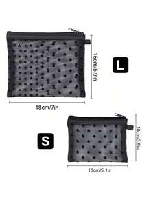 1pc/Set Mini Heart Mesh Design Pouch, Portable Nylon Transparent Cosmetic Bag Handbag, Minimalist Zipper Makeup Bag, Multi-Functional Travel Inner Bag, Coin Purse, Jewelry Storage Bag, Fashionable New Semester, Spring/Summer, Anniversary, Holiday, Travel, Back To School Gift, Cosmetic Bag, 2025 New Arrival