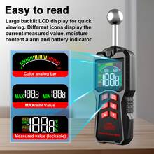 Digital Hygrometer, High Precision Moisture Meter For Wood, Wall, Damp Detection With Backlight, Dew Point Measurement