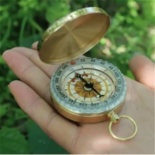 1pc Copper Glow-In-The-Dark Survival Compass, Waterproof, Enhances Visibility For Camping & Hiking - Essential Nighttime Adventure Tool For Trekking, Camping, Hunting, Climbing, Exploration, Outdoor Navigation, Perfect Gift For Adventurers - Multicolor - View 2