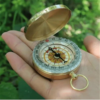 1pc Copper Glow-In-The-Dark Survival Compass, Waterproof, Enhances Visibility For Camping & Hiking - Essential Nighttime Adventure Tool For Trekking, Camping, Hunting, Climbing, Exploration, Outdoor Navigation, Perfect Gift For Adventurers