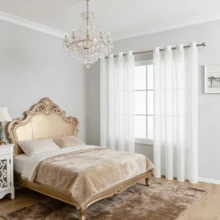 2 piezas,55.1IN*94.5IN(140cm*240cm) Cortinas semitransparentes con rayas verticales.Textura de gasa con diseño minimalista.Filtran suavemente la luz.Diseñadas específicamente para montar en barra.Ideales para decorar salones y dormitorios. - Blanco - Ver 9