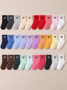 10 đôi tất dài đến bắp chân cho bé, nhiều màu sắc kẹo ngọt khác nhau, có thêu nơ xinh xắn. Thích hợp cho trẻ em và hoàn hảo cho cả bé trai và bé gái. Tất mềm mại, thoải mái và thoáng khí, là món quà lý tưởng cho bé trai và bé gái vào mùa xuân, hè, thu và đông. - Nhiều màu - Xem 8