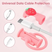 2-In-1 Flexible Silicone Charging Cable Protector, Cute Blue Flower Design, Charging Line Anti-Breaking Organizer, Mobile Data Cable Management Tool