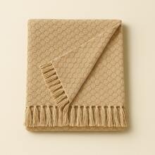 King Size Decorative Blanket – 100% Cotton Honeycomb Weave With Fringe - 2.30m X 2.40m - 巧克力棕 - 查看 10