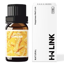HWLINK 10 ml ingefära eterisk olja - 100 % ren naturlig | Varm och kryddig arom, lämplig för diffusor | Gör-det-själv-ljustillverkningsmaterial | Aromaterapipresent | Luftfräschare för bilen | Present - Ingefära - Visa 10
