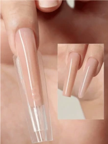 60pcs Nail Art Sandwich Nail Extension Mold, 30pcs Top Mold + 30pcs Bottom Mold Sandwich Layer Design, Reusable Nail Extension Mold For DIY Almond, Ballet, Pointed Nail Shapes, No Paper Needed, Suitable For Gel Nail Extensions - Clear - View 10