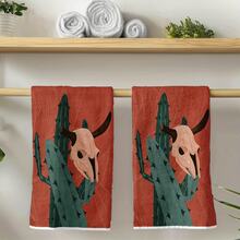 2PCS  Boho Western  Bull Skull Cactus Dish Towels  18x26 Es, Soft Polyester Kitchen Bathroom Hand Towels With Sun,, And Geometric Patterns, Machine Washable, Western Decor Towels  Bohemian Kitchen Decor  Polyester Dish Towels, Dish Towels For Kitchen 8J1A - 2pcs - View 20