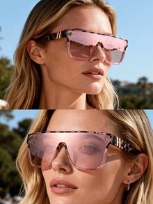 SSPV 1 pieza Gafas de moda con estampado de carey para el Día de San Valentín, gafas de moda con estampado de leopardo degradado, estilo bohemio casual, vintage, elegante, para fiestas, sexy y de calle, de policarbonato, para todas las estaciones - Multicolor - Ver 5