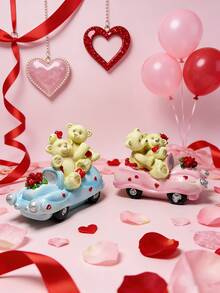 1 Stück kreative Cartoon Valentinstag Paar Bär Harz Figur, Innenraum Dekoration Tischdekoration, Hochzeitsdekoration, Feiertagsgeschenk - Verschiedenfarbig - Übersicht 2