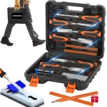 Juego de 6 Cinceles de Madera para Carpintería y Accesorios Bowoshen en Caja Transportadora - Naranja - Ver 10