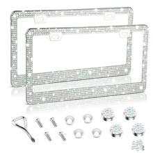 2PCS Stainless Steel License Plate Frame With Glitter Rhinestones, US Standard Size Fits All Cars/Trucks/SUVs, Women's Fashion Car Accessories, Rustproof & Easy Install, Premium Auto Decor, Birthday Gift Idea - Màu 2 chiếc - Xem 9