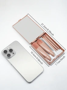 Convenient Makeup Brush Set With Mirror, Including 5 Soft And Comfortable Plastic Handle Brushes For Foundation, Loose Powder, Eyeshadow, Lip And Portable Cosmetic Tools For Women's Dainty Gifts,Brush Set,Makeup Brush Kit,Make Up Brush Set,Make Up Set Complete,Makeup Brush Set,Complete Makeup Kit,Brush Kit,Brushes Makeup Set,Makeup Gift Set,Set - 粉色 - 查看 7