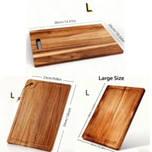 Tabla de cortar de madera gruesa y grande - Tabla de cortar sólida de madera con bandeja de servir, disponible en 3 tamaños, elegante veta de madera marrón oscuro, duradera y resistente, adecuada para queso, charcutería, aperitivos para fiestas - Perfecta para el hogar, catering, entornos formales - Superficie resistente y fácil de limpiar - 38.1 x 26 cm - Tabla de cortar de cocina multiusos con asas resistentes para un fácil transporte, bandeja de charcutería, bandeja de servir, tabla de cortar, tabla de servir - Óxido marrón - Ver 5