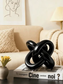 黑色结饰摆件，现代几何圆形雕塑桌面摆件，圆形家居装饰品，适用于书架、咖啡桌、书柜，亦可作为礼品。 - 彩色 - 查看 5