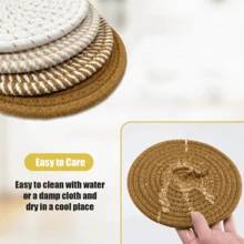 4pcs/Set Handmade Woven Kitchen Placemats, Coasters, Simple Tabletop Mats, Coffee Cup Mats, Heat Insulation Pads For Bowls And Pots - Multicolor - View 7