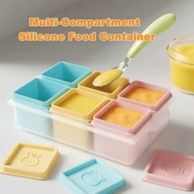 6pcs Silicone Airtight Food Storage Containers With Lids, Reusable Freezer Compartment Boxes For Homemade Food, Snacks, Nuts, Candies, Vegetables And Purees. Odorless, Microwave & Refrigerator - Multicolor - View 8