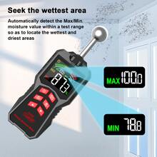 Digital Hygrometer, High Precision Moisture Meter For Wood, Wall, Damp Detection With Backlight, Dew Point Measurement
