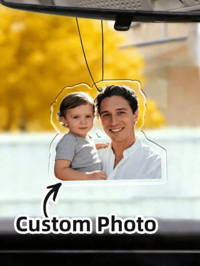 1-4pcs Customized Portrait Acrylic Pendant - Personalized Family Photo Keepsake, Classic Car & Home Decor, Customized Photo Car Ornament, High-Quality Durable Colorful Personalized Acrylic Gift For Parents, Family, Friends, Birthday, Anniversary, Daily Use,Home Decor Living Room