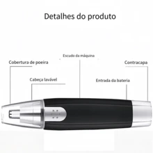 Aparador De Pelos Depilador De Nariz Máquina De Cortar De Tirar Pelos Do Nariz Elétrico Para Homem - Preto - Visão 4