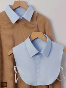One Size Fake Shirt Collar Dickey For Women, Detachable Button-Up Collar For Layered Outfit Styling - màu đen - Xem 4