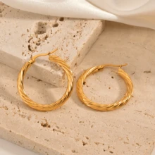 Stainless Steel Hypoallergenic Gold Hoop Earrings, Women's Earrings, Circular Hoop Earrings, Suitable For Daily Wear Or Parties, A Delicate Gift For Women, Stainless Steel Hoops, Small Piercing Earrings - Ring - View 8